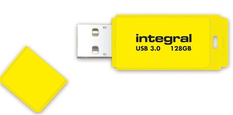 Integral NEON 3.0 unit flash USB 128 GB USB tipo A 3.2 Gen 1 3.1 Gen 1 Giallo (128GB USB3.0 DRIVE NEON YELLOW UP TO R-120 W-30