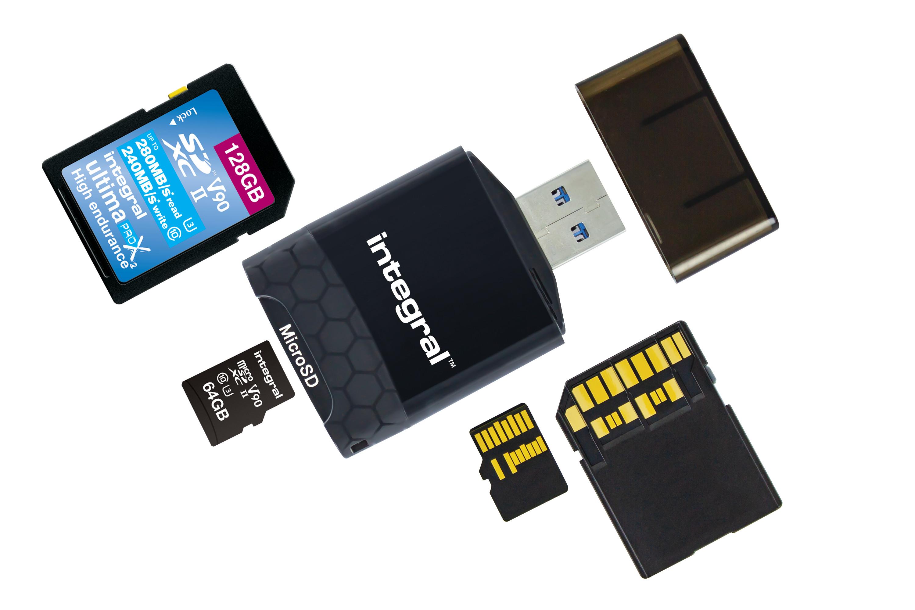 Integral USB3.0 CARDREADER DUAL SLOT SD MSD UHS2 lettore di schede USB 3.2 Gen 1 (3.1 Gen 1) Nero