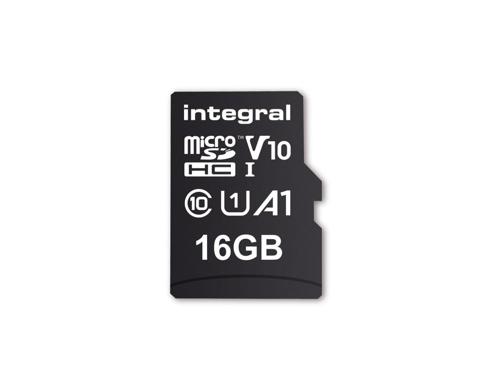 INTEGRAL - CARTE MÉMOIRE FLASH (ADAPTATEUR MICROSDHC - SD INCLUS(E)) - 16 GO - A1 / VIDEO CLASS V10 / UHS CLASS 1 / CLASS10 -