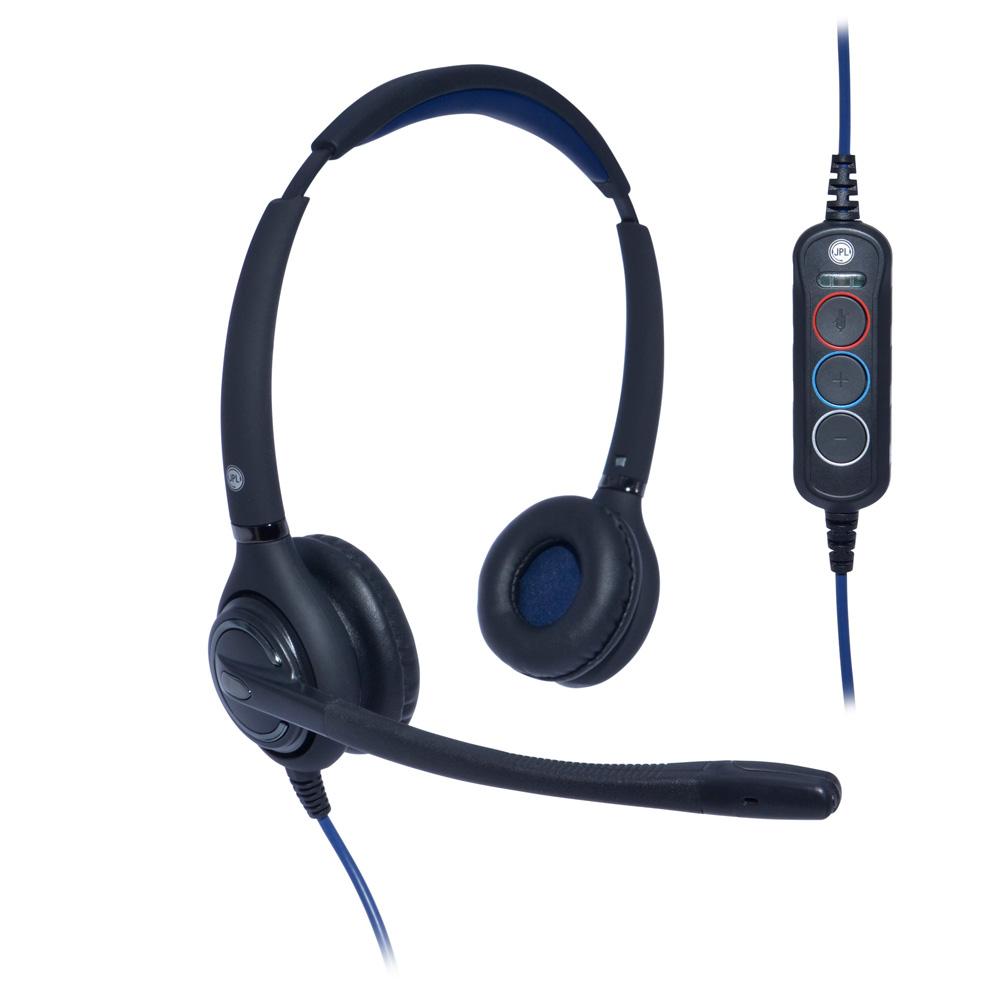 JPL JPL-502S-USB Auricolare Cablato A Padiglione Ufficio USB tipo A Nero, Blu (JPL 502S BINAURAL USB HEADSET)