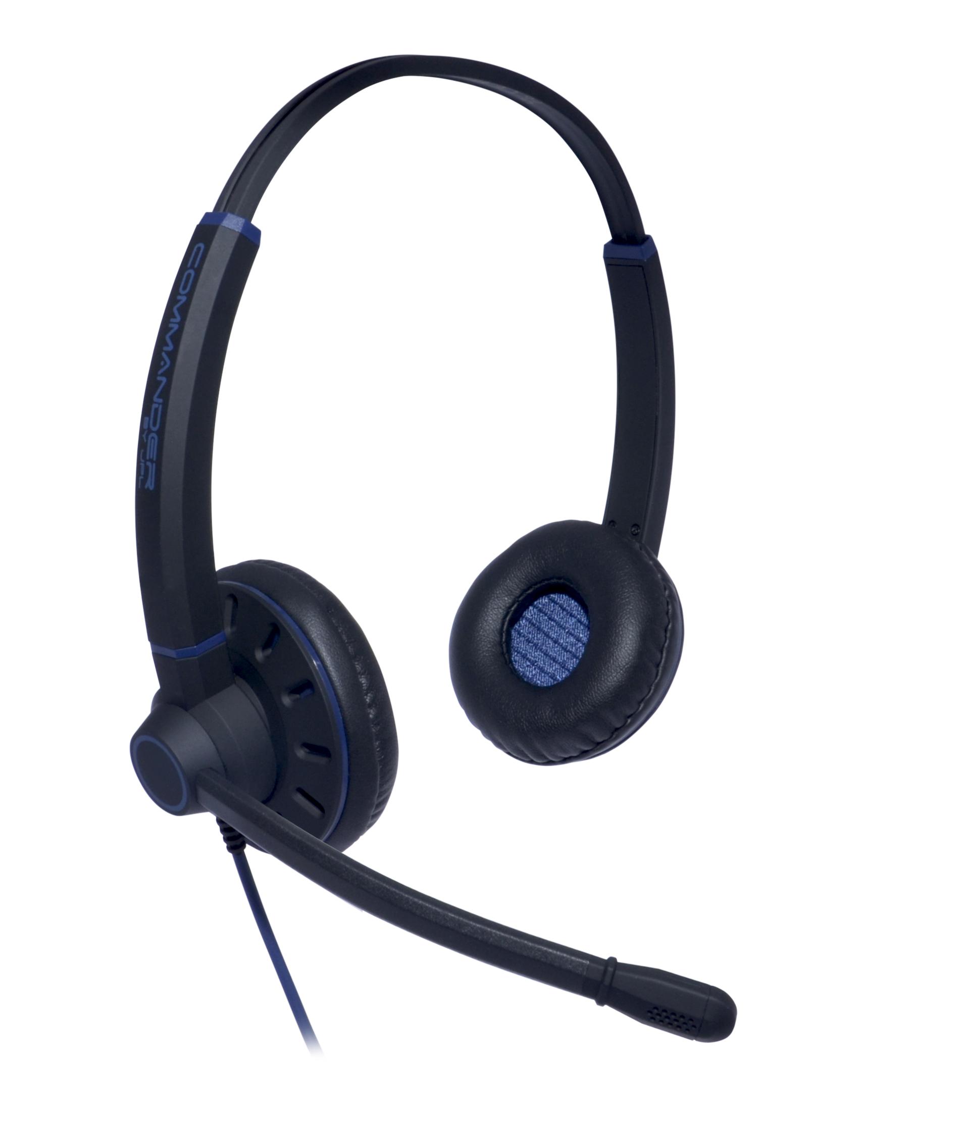 JPL Commander-PB V2 Auricolare Cablato A Padiglione Ufficio Nero, Blu (JPL COMMANDER PB BINAURAL POLY QD)