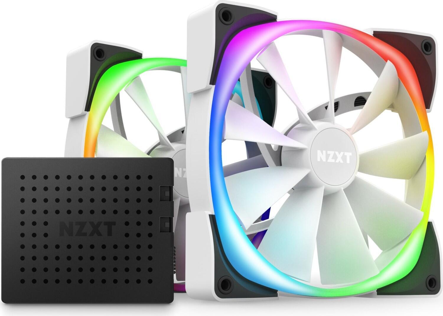 NZXT Aer RGB 2 Case per computer Ventilatore 14 cm Bianco 2 pz (NZXT Aer RGB 2 Series Starter Double White Fan Pack - 140mm)