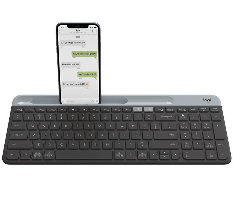 Logitech Slim Multi-Device Wireless Keyboard K580 tastiera RF senza fili + Bluetooth Nordic Grafite