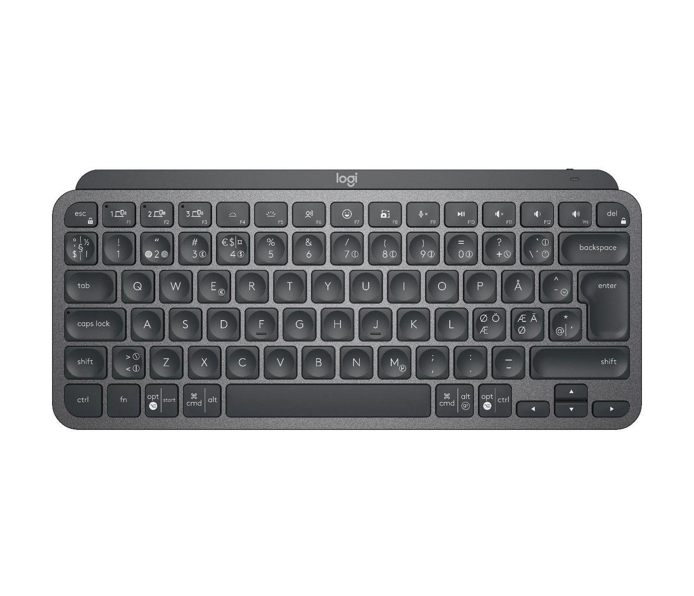 Logitech MX Keys Mini (MX Keys Mini Keyboard, Pan - Nordic MX Keys Mini, Mini, RF - Wireless + Bluetooth, Scissor key switch, Q