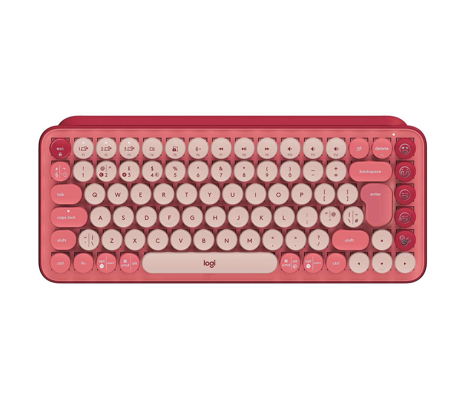 Logitech Pop Keys tastiera RF senza fili + Bluetooth QWERTY Inglese UK Borgogna, Rosa, Rosa