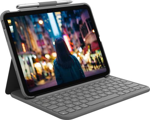 Logitech Slim Folio (Logitech Slim Folio - Keyboard and folio case - wireless - Bluetooth LE - QWERTY - UK - oxford grey - for