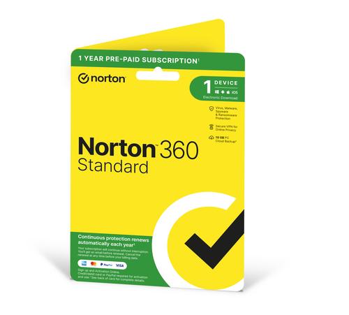 NortonLifeLock NORTON 360 STD- MARKS-ELEC Sicurezza antivirus Full 1 licenza/e 1 anno/i (NORTON 360 STD- MARKS-ELEC)