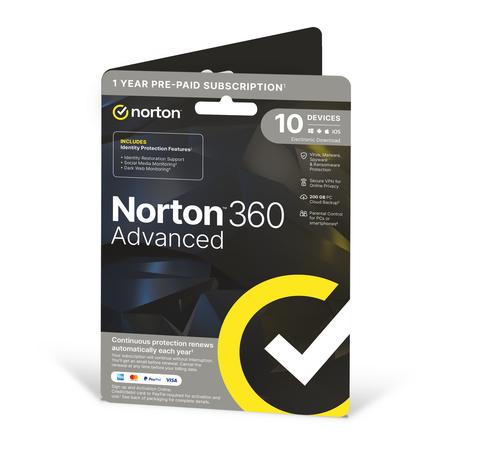 NortonLifeLock NORTON360ADV-NO.INS-MARKS ELEC Sicurezza antivirus Full 1 licenza/e 1 anno/i (NORTON360ADV-NO.INS-MARKS ELEC)