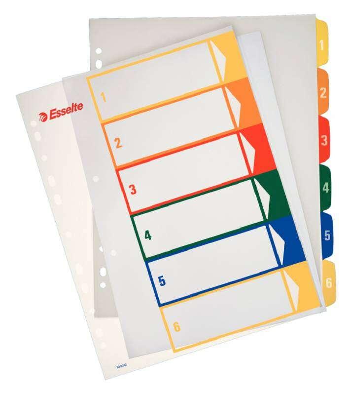 Indici Esselte Progetti stampabili A4 Maxi PP Tipo 1-6 Materiale PP rigido multicolore 300 micron Copertina 350 micron Formato