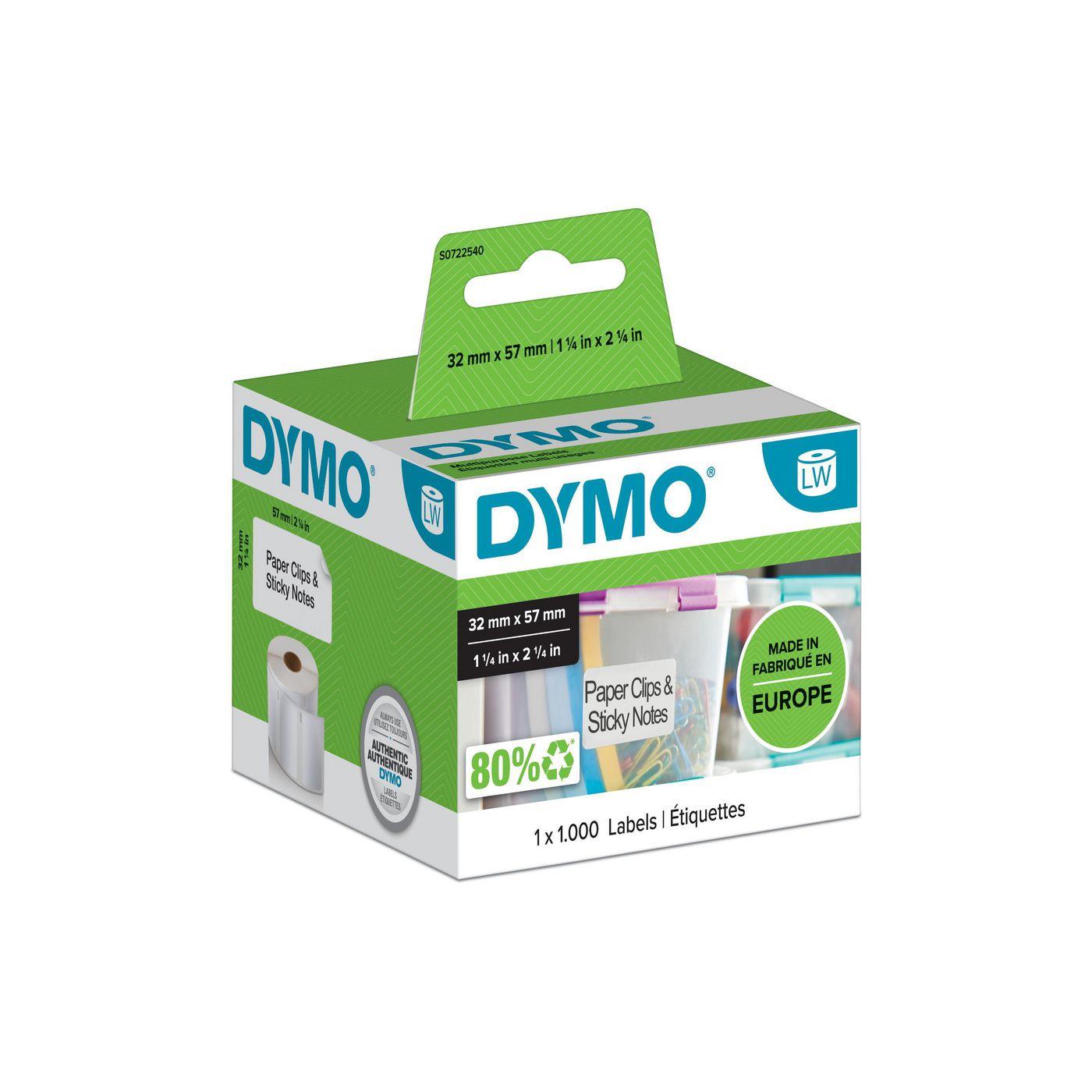 ORIGINAL DYMO Etichette Bianco S0722540 11354 Etichette, 57x32mm, bianco, 1000 pezzi.