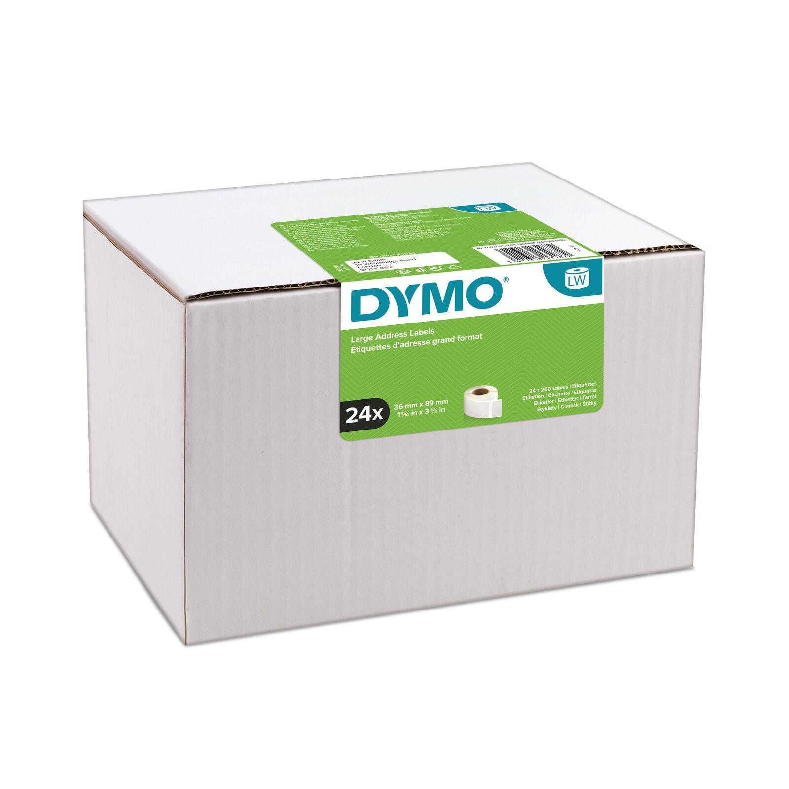 DYMO LW - Etichette indirizzi grandi - 36 x 89 mm - S0722390 (Dymo 99012 24 Rolls of 36mm x 89mm Large Address Permanent Labels)