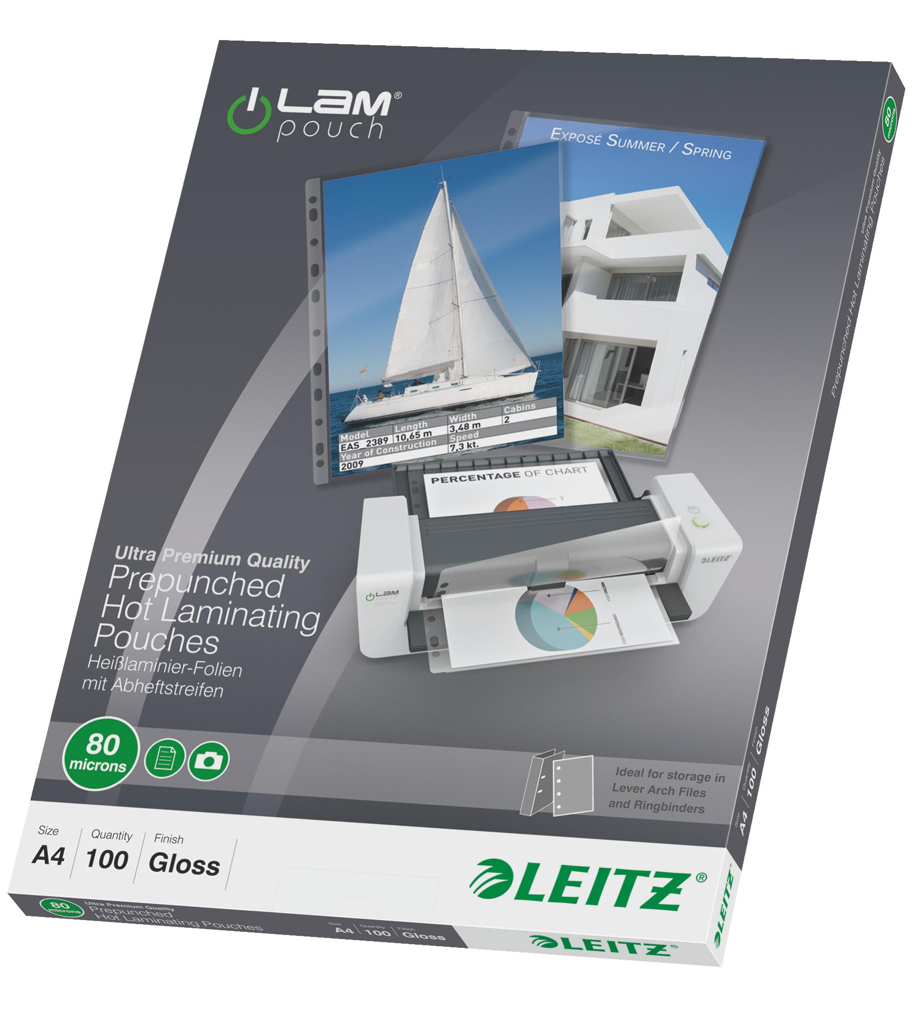 Pellicola per laminazione LEITZ iLAM A4 80Mic spessore 80, 100 pezzi