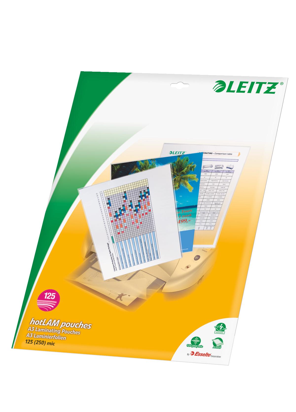 Pellicola per laminazione LEITZ iLAM A3 125mic spessore 125, 25 pezzi, borsa