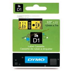 CASSETTA NASTRO ORIGINALE DYMO D1 - 45018 / S0720580 - 12mm - NERO SU GIALLO