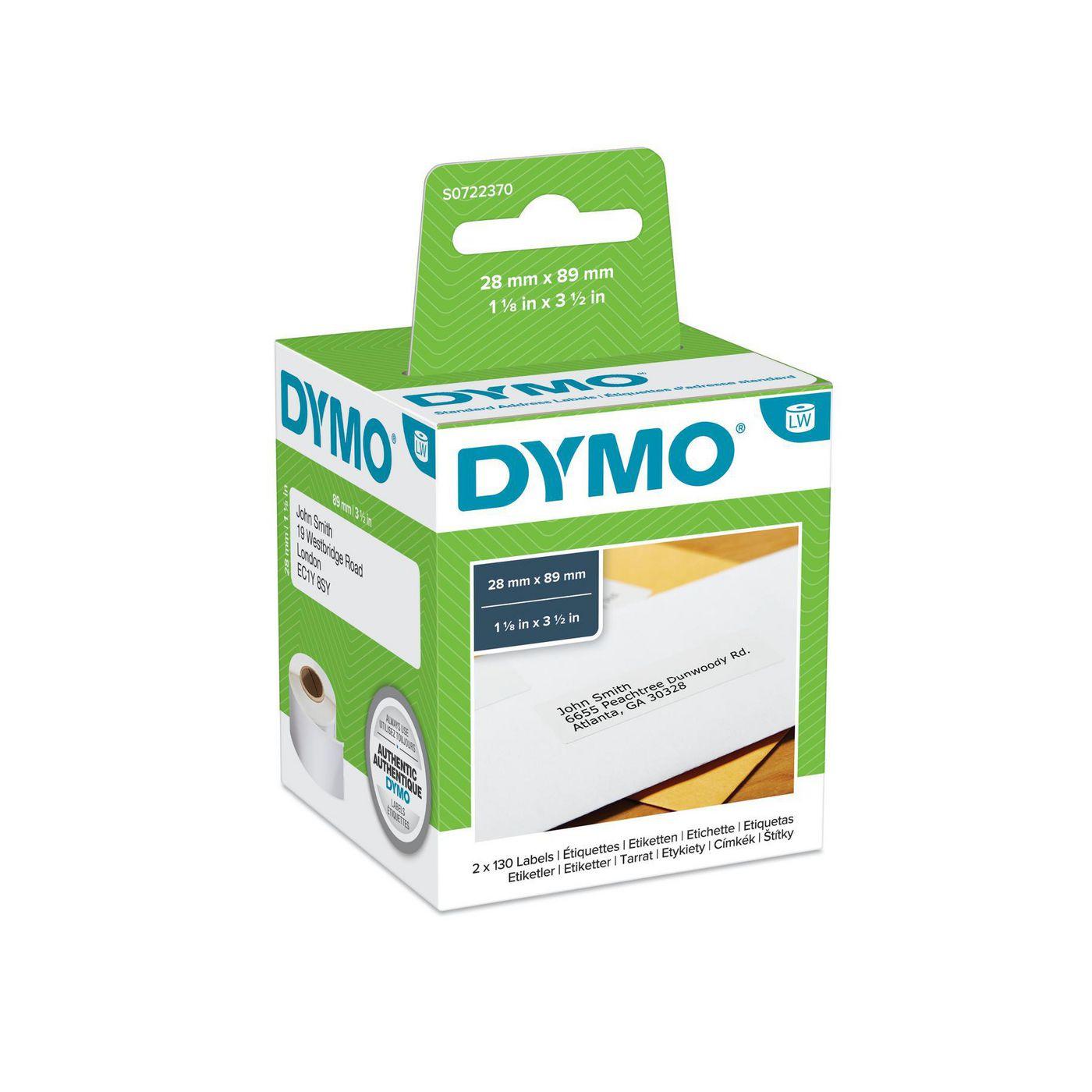 ORIGINAL DYMO Etichette Bianco S0722370 99010 bianche etichette per l'idirizzio, 89x28mm, 2x130