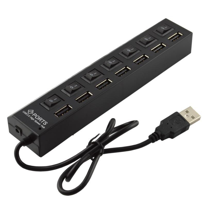 CoreParts MSPP74014 hub di interfaccia USB 2.0 480 Mbit/s Nero (USB to 7 Ports USB2.0 HUB - Black Black - Warranty: 12M)