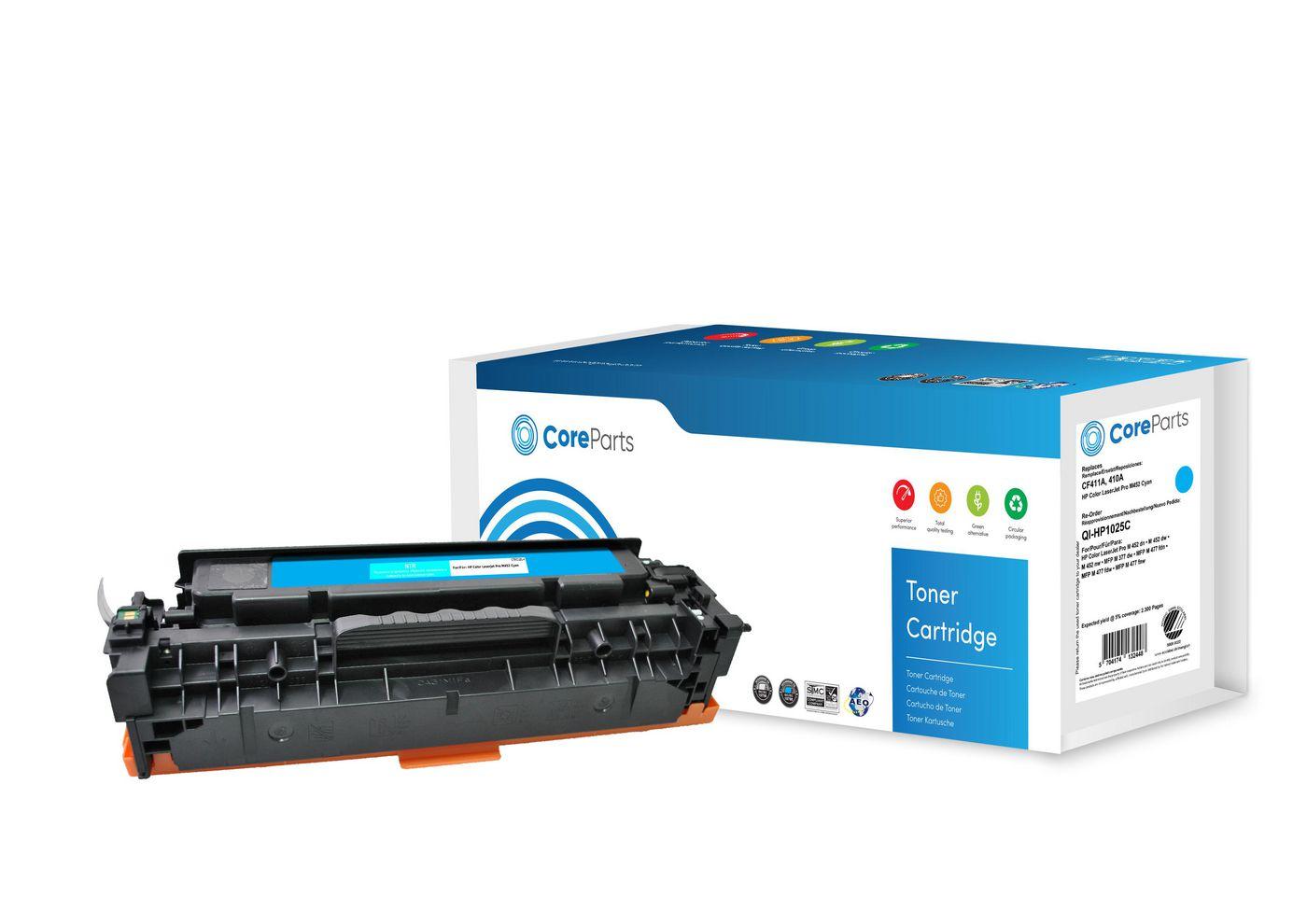 CoreParts QI-HP1025C cartuccia toner 1 pz Compatibile Ciano (Toner Cyan CF411A - Pages: 2.300 Nordic Swan - HP Color LaserJet P