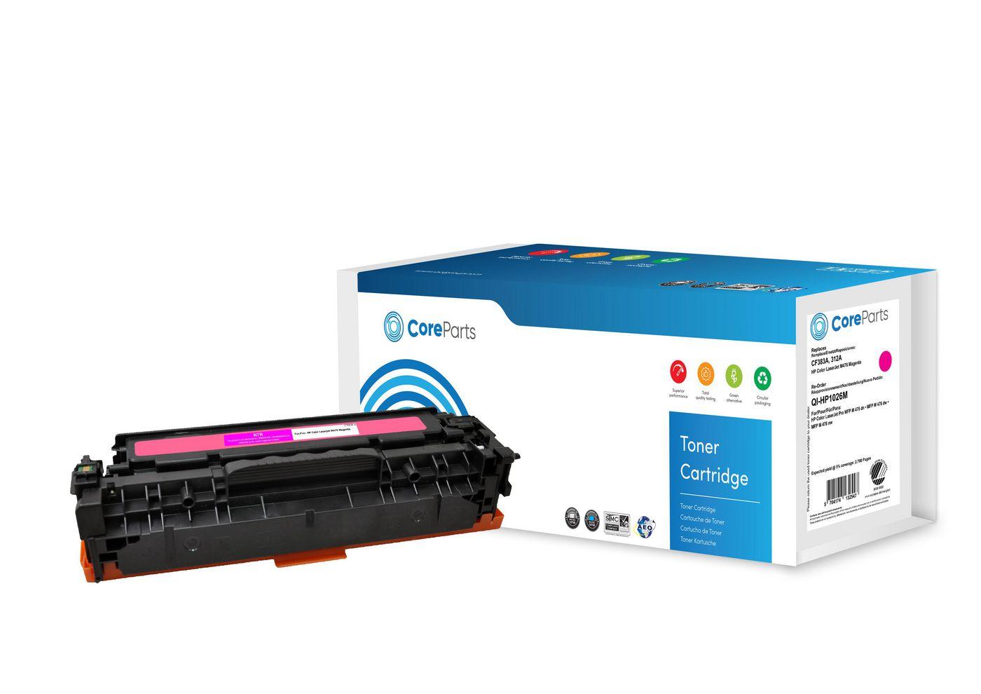 CoreParts QI-HP1026M cartuccia toner 1 pz Compatibile Magenta (Toner Magenta CF383A - Pages: 2.700, Nordic Swan - HP Color Lase