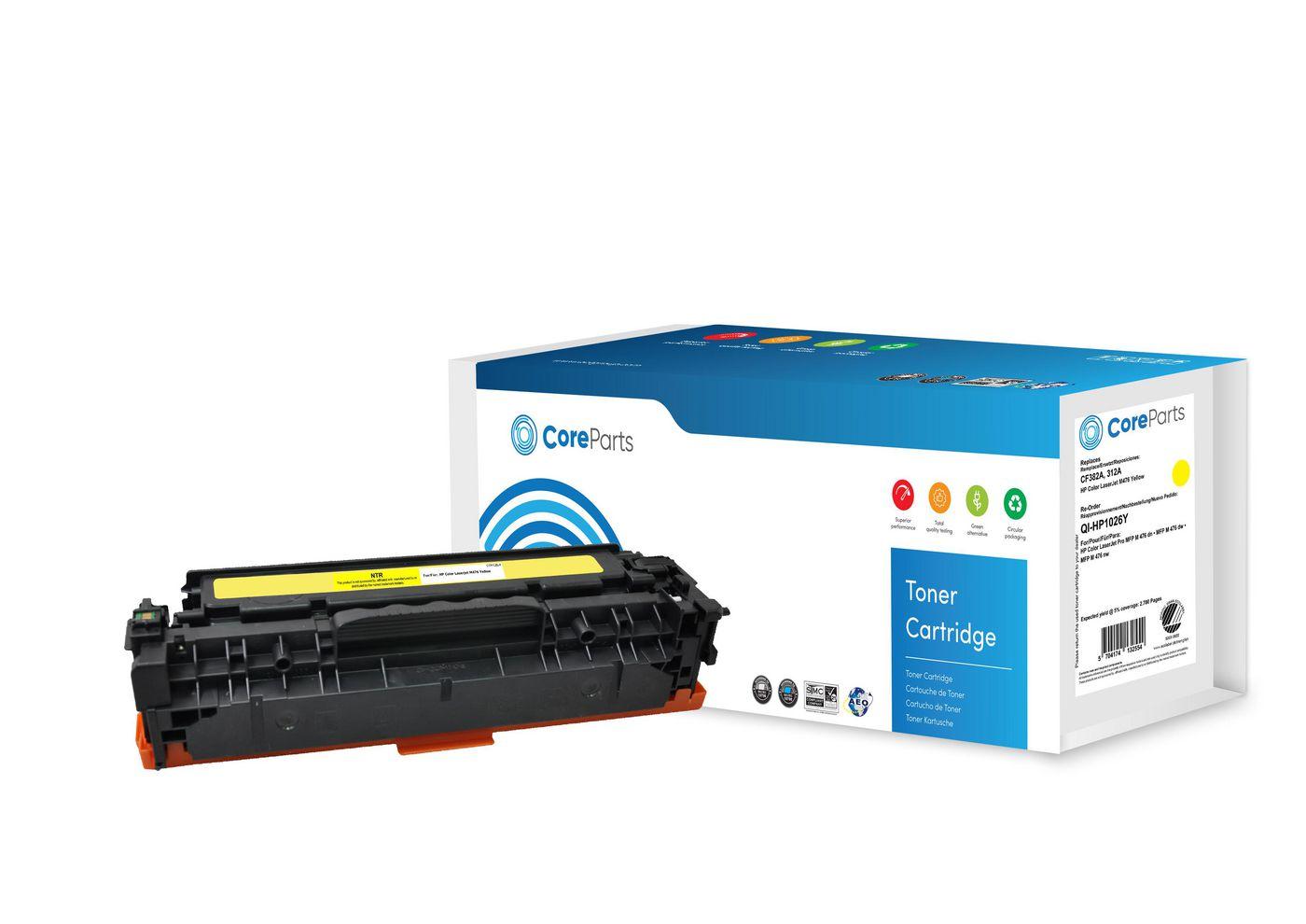 CoreParts QI-HP1026Y cartuccia toner 1 pz Compatibile Giallo (Toner Yellow CF382A - Pages: 2.700, Nordic Swan - HP Color LaserJ