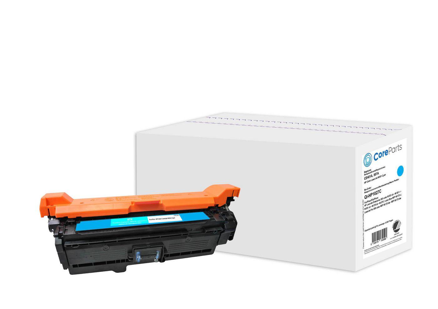 CoreParts QI-HP1027C cartuccia toner 1 pz Compatibile Giallo (Toner Cyan CE401A - Pages: 6.000, Nordic Swan - HP Color LaserJet