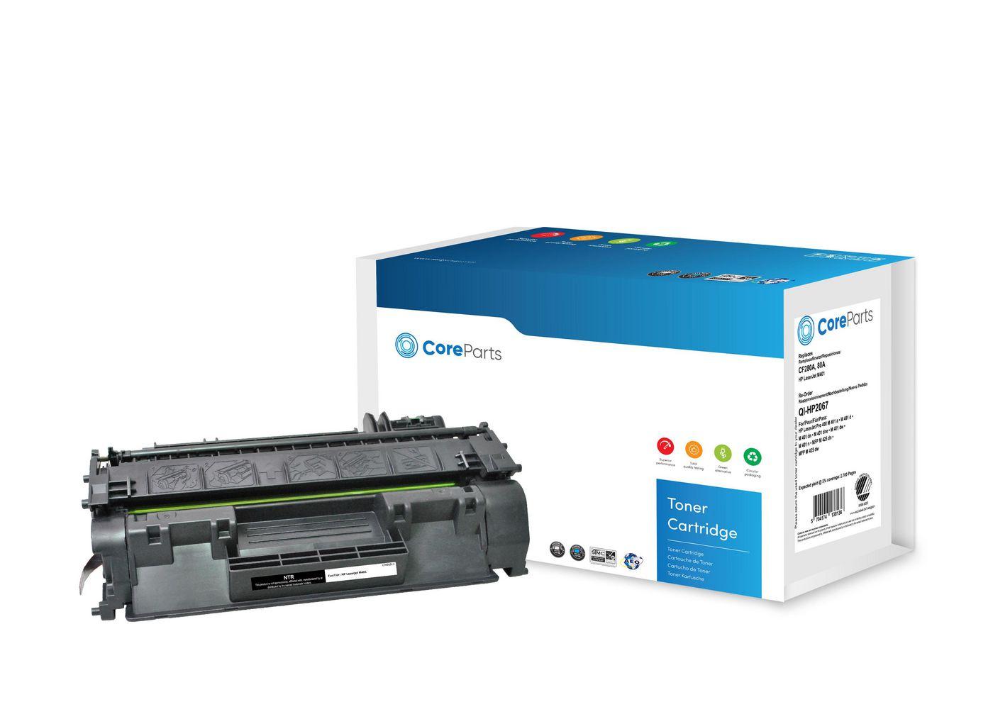 CoreParts QI-HP2067 cartuccia toner 1 pz Compatibile Nero (Toner Black CF280A - Pages: 2.700, Nordic Swan - HP LaserJet M401 [8