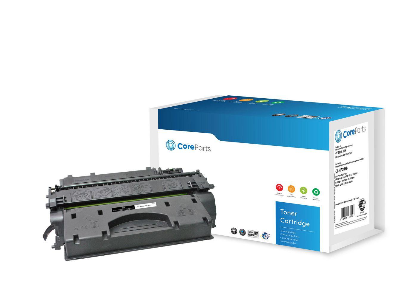 CoreParts QI-HP2068 cartuccia toner 1 pz Compatibile Nero (Toner Black CF280X - Pages: 6.900, Nordic Swan - HP LaserJet M401 [8