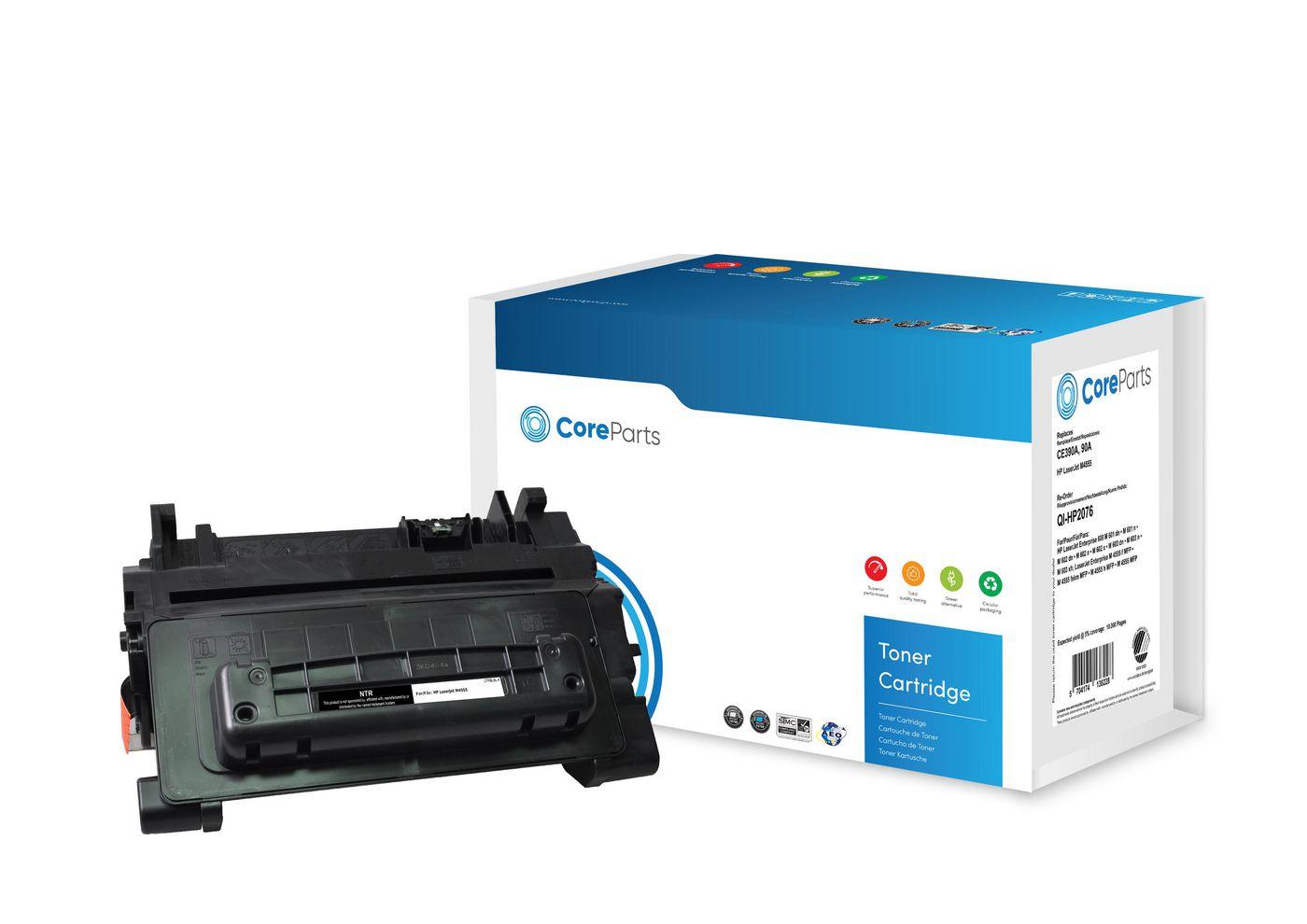 CoreParts QI-HP2076 cartuccia toner 1 pz Compatibile Nero (Toner Black CE390A - Pages: 10.000, Nordic Swan - HP LaserJet M4555