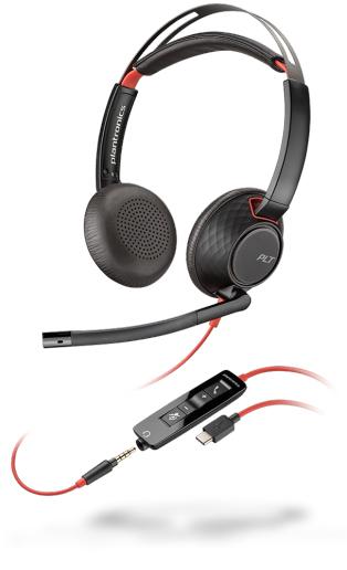 POLY Blackwire 5220 Auricolare Cablato A Padiglione Musica e Chiamate USB tipo-C Nero, Rosso