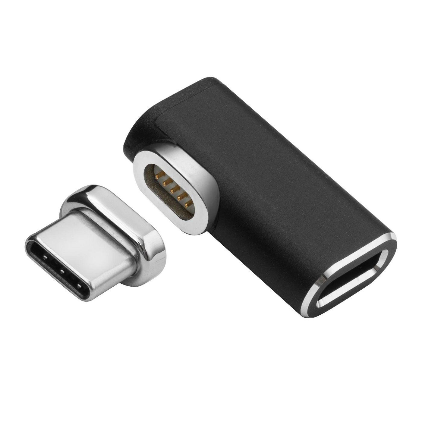 Microconnect USB3.1CCMF-MAGNETIC adattatore grafico USB Nero (Magnetic USB-C Adapter 90 - USB-C to USB-C Male-Female - right-an