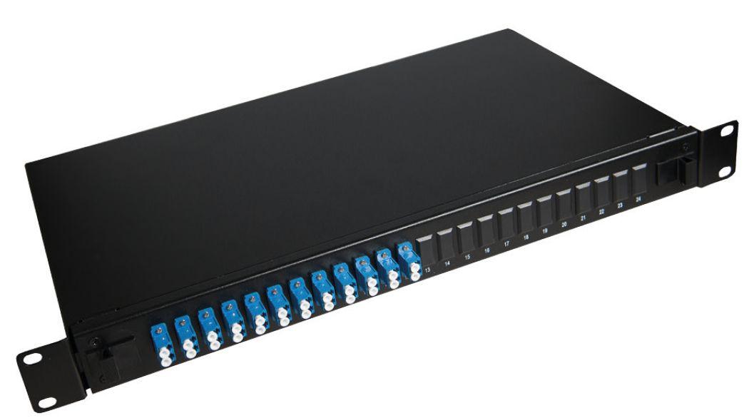 Fibre patch panel 19'' 1U - with 12 x LC duplex - Singlemode connectors - Warranty: 300M