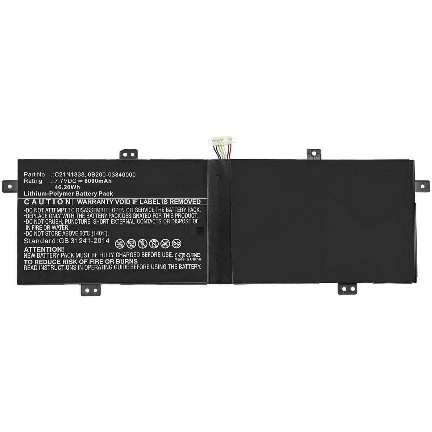 CoreParts MBXAS-BA0242 ricambio per laptop Batteria (Laptop Battery for Asus - 46.20Wh Li-Pol 7.7V 6000mAh - Black, 46.20Wh Li-