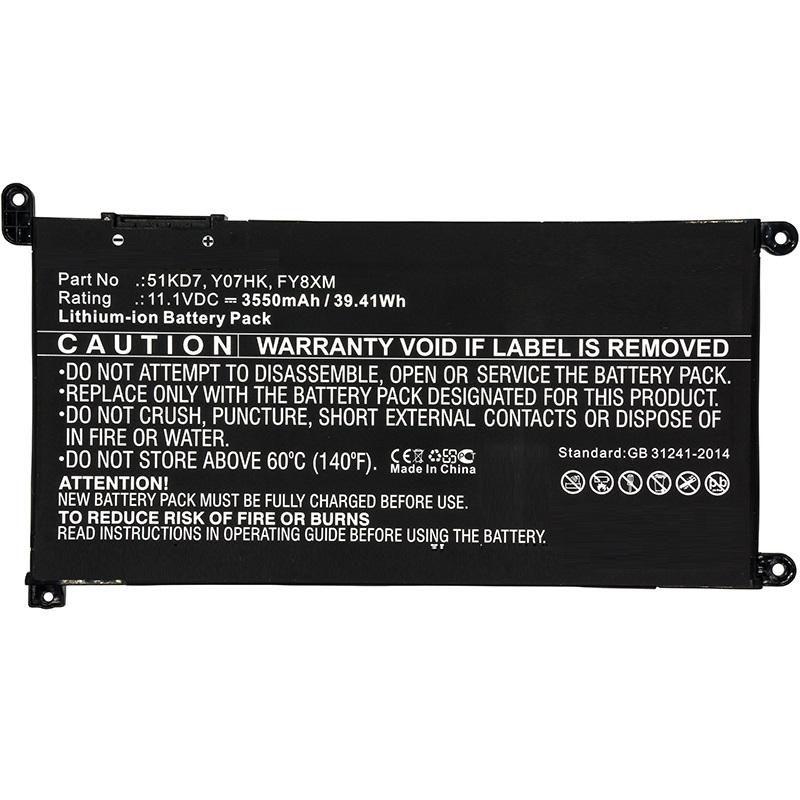 CoreParts MBXDE-BA0194 ricambio per laptop Batteria (Laptop Battery for Dell - 37.7Wh Li-ion 11.1V 3400mAh - Black 37.7Wh Li-io