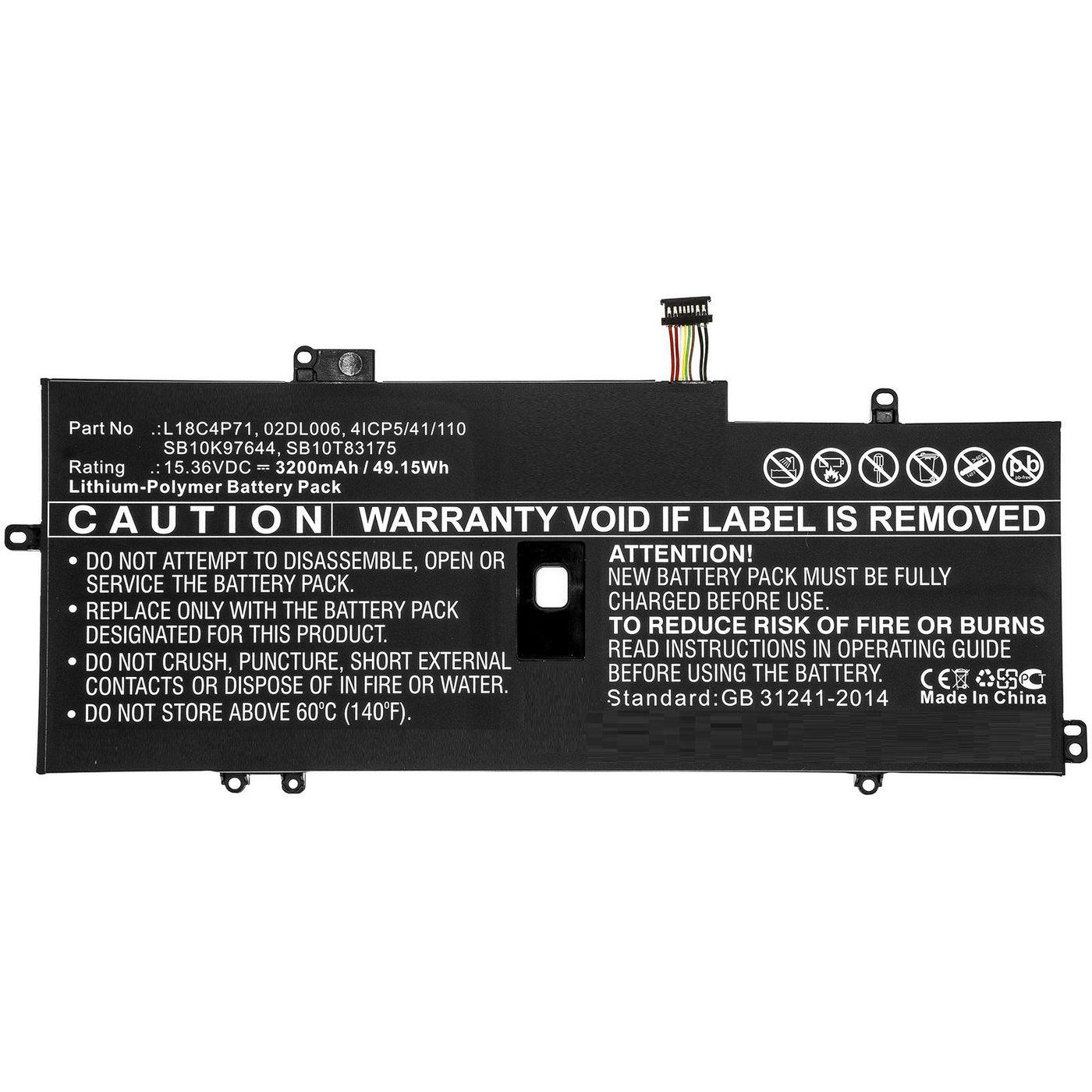 CoreParts MBXLE-BA0282 ricambio per laptop Batteria (Laptop Battery for Lenovo - 49.15Wh Li-Pol 15.36V 3200mAh - Black 49.15Wh