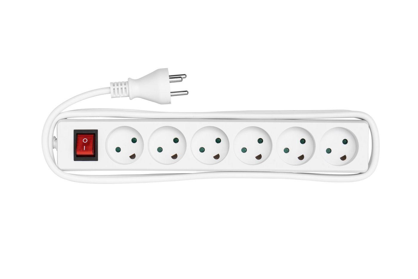 Power strip 6 outlets 3m White - With ON/OF switch and child - protection - Warranty: 300M