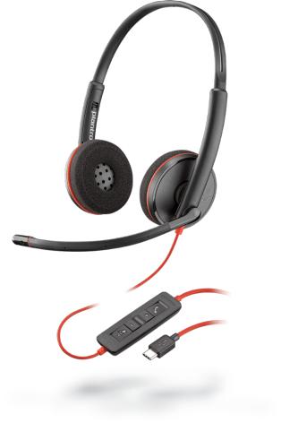 POLY Blackwire C3220 Auricolare Cablato A Padiglione Musica e Chiamate USB tipo-C Nero, Rosso