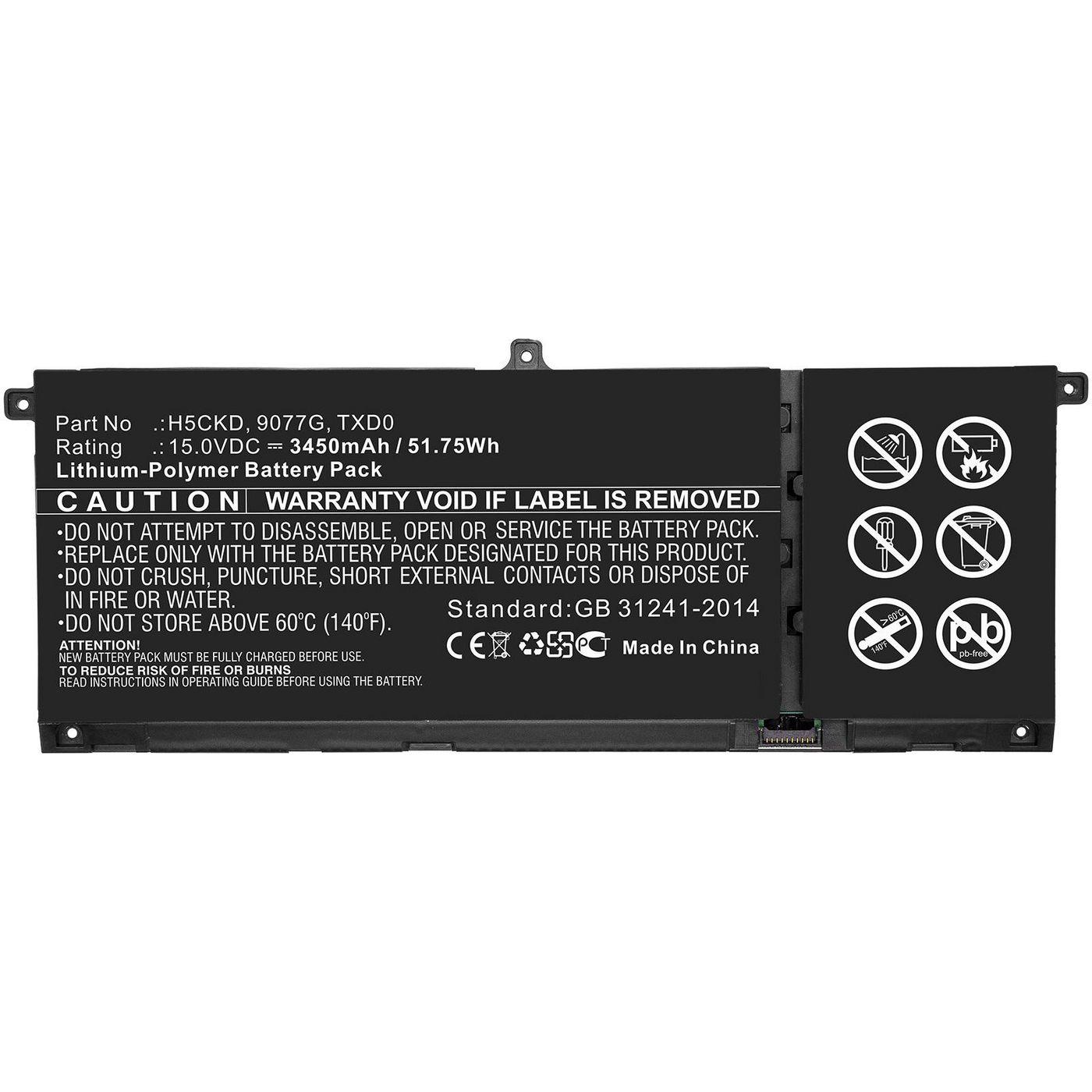 CoreParts MBXDE-BA0240 ricambio per laptop Batteria (Laptop Battery for Dell - 51.75Wh Li-Polymer 15V - 3450mAh for Dell Inspir