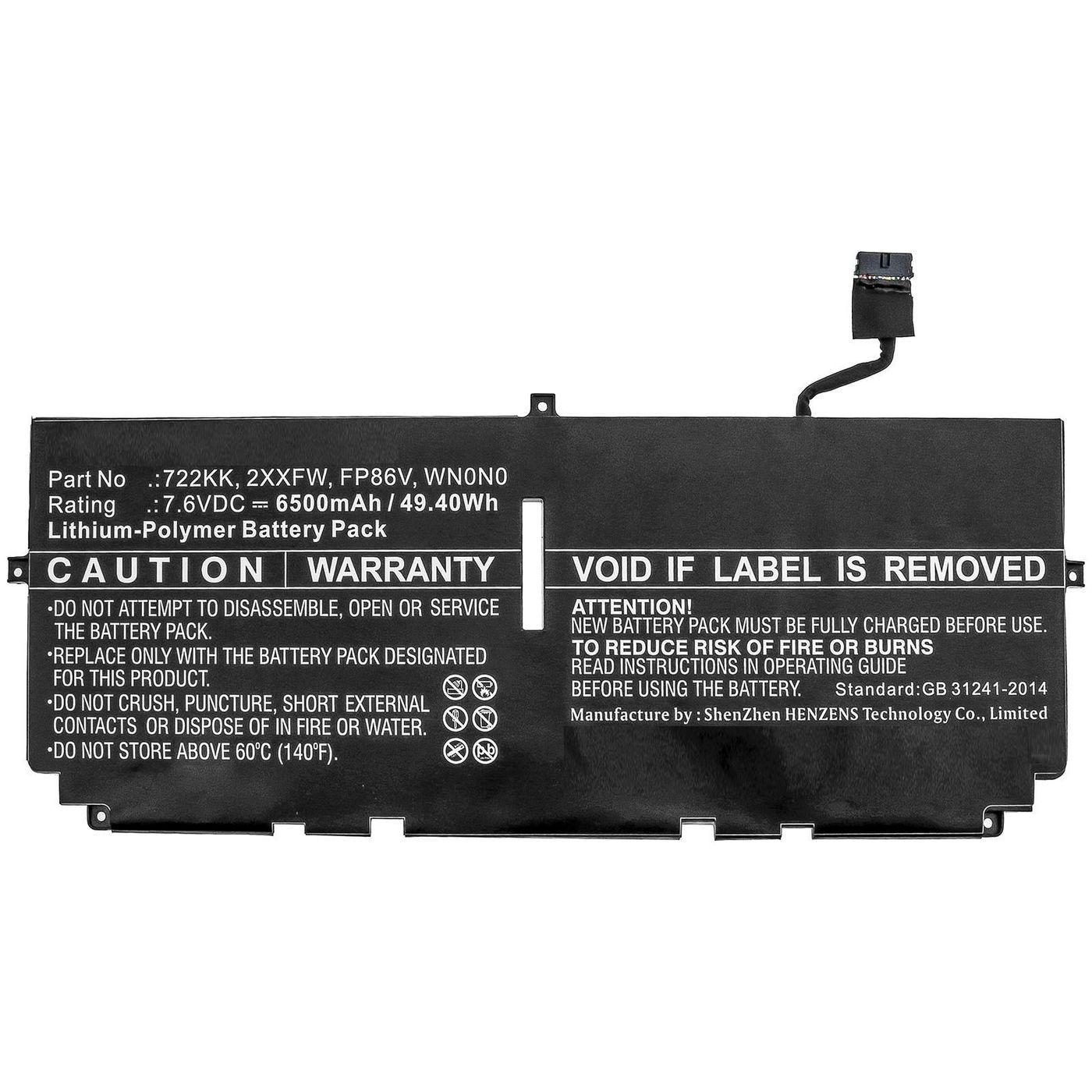 CoreParts MBXDE-BA0246 ricambio per laptop Batteria (Laptop Battery for Dell 46Wh - Li-Polymer 7.6V 6000mAh 46Wh - Li-Polymer 7