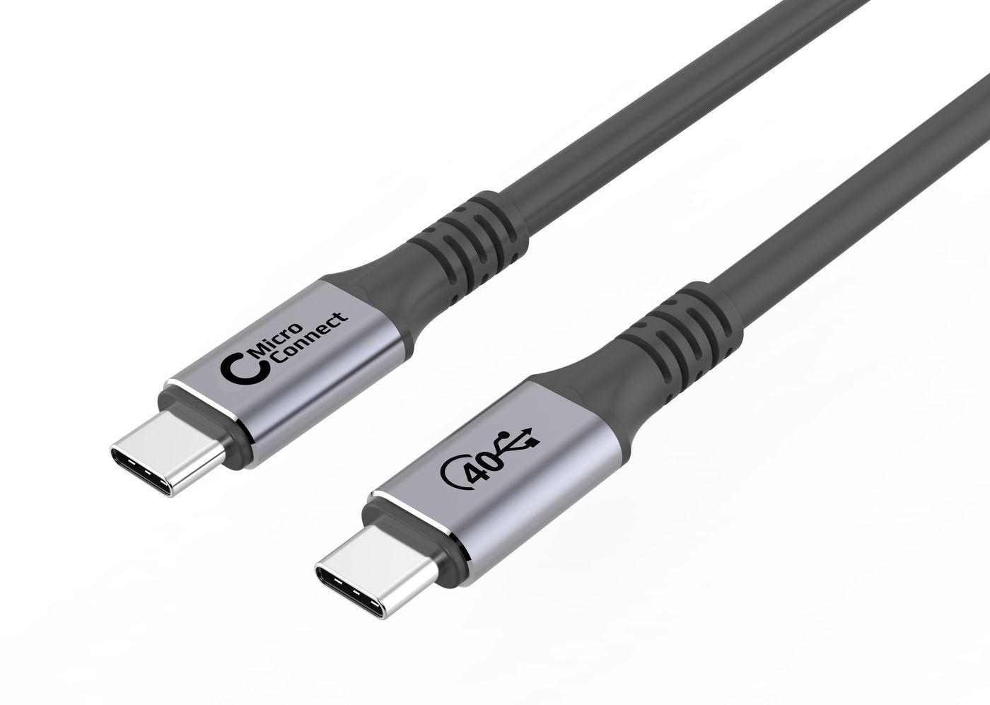 Microconnect USB4CC05 cavo USB USB4 Gen 3x2 0,5 m USB C Nero (Premium USB4 Gen 3x2 USB-C - cable 0.5m 40Gbps, 100W - Warranty: