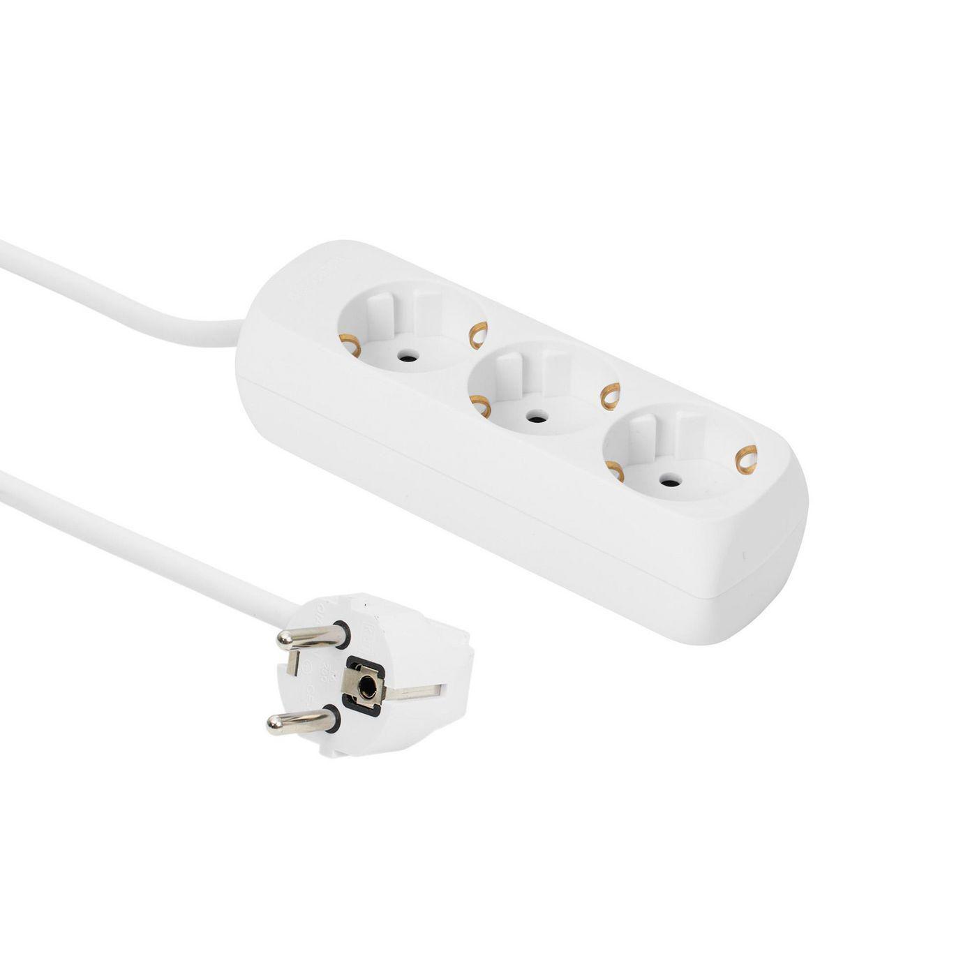 3-way Schuko Socket 5M White