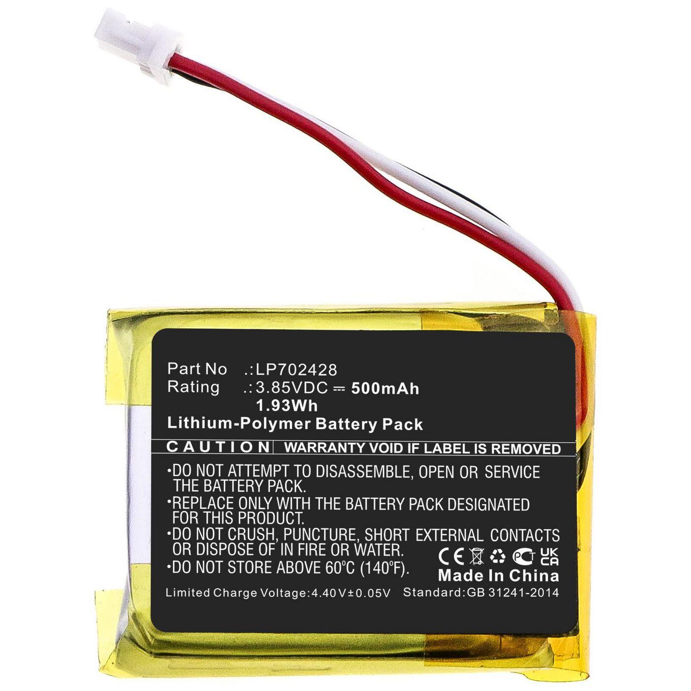 CoreParts MBXWHS-BA184 ricambio per laptop (Battery 1.93Wh Li-Polymer - 3.85V 500mAh Black for Sony - Wireless Headset 1.93Wh L