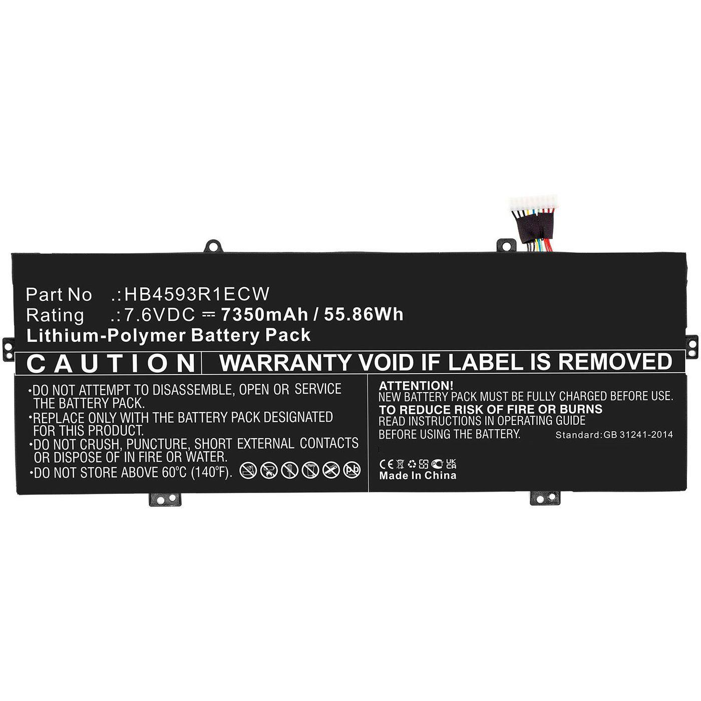 CoreParts MBXLP-BA0011 ricambio per laptop Batteria (Laptop Battery for Huawei - 45.60Wh Li-Polymer 7.6V - 6000mAh Black 45.60W