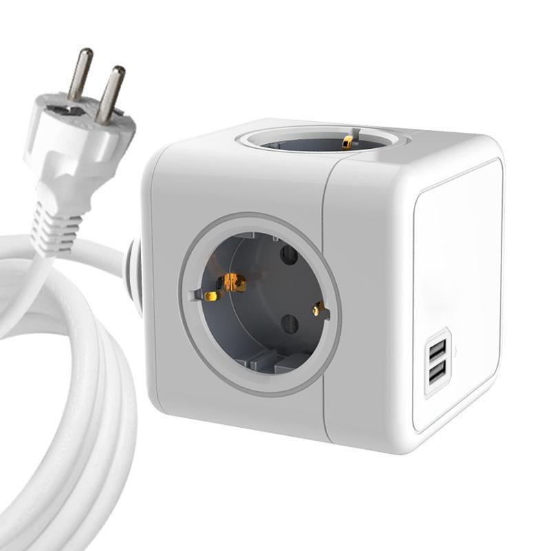 PowerCube, 4 Schuko outlets, - 2 USB A ports 1,5m cable - White - Warranty: 300M