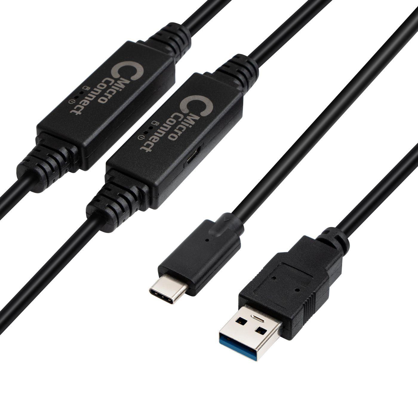 Microconnect USB3.1CA10AMP cavo USB USB 3.2 Gen 1 [3.1 Gen 1] 10 m USB C USB A Nero (USB 3.2 Gen 1 A to USB-C 3.2 - Gen1 Cable