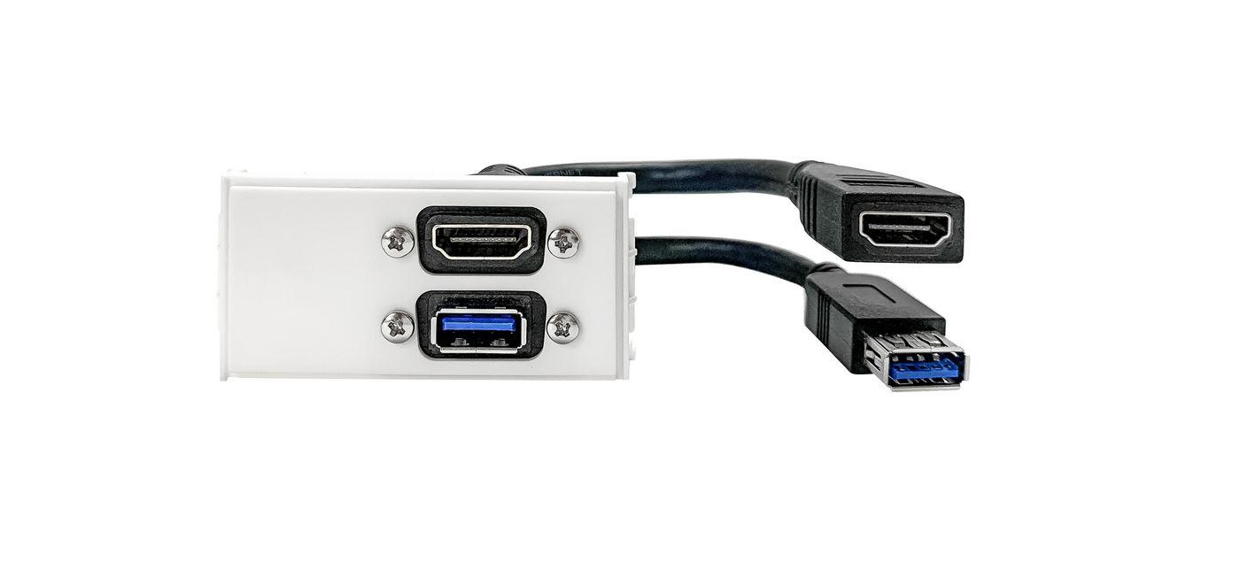 Vivolink WI221295 presa energia HDMI + USB A Bianco (Outlet Panel HDMI, USB3.0)