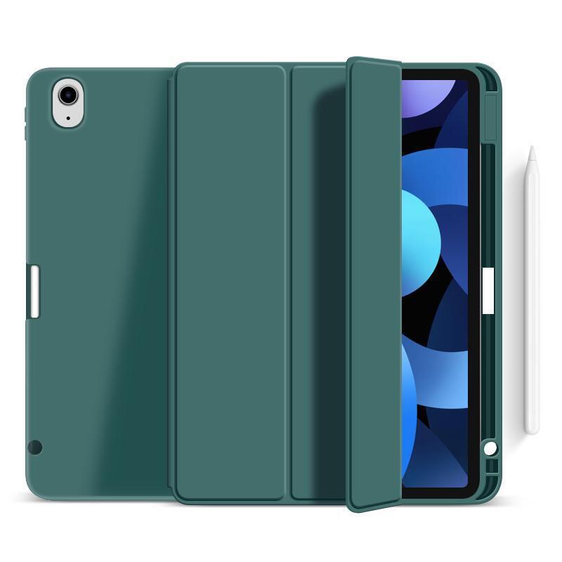 Cover for MIAMI Pencil Case iPad 10.9 - 10th gen 2022. Dark Green PU - leather front with soft TPU back. Pencil slot for chargi