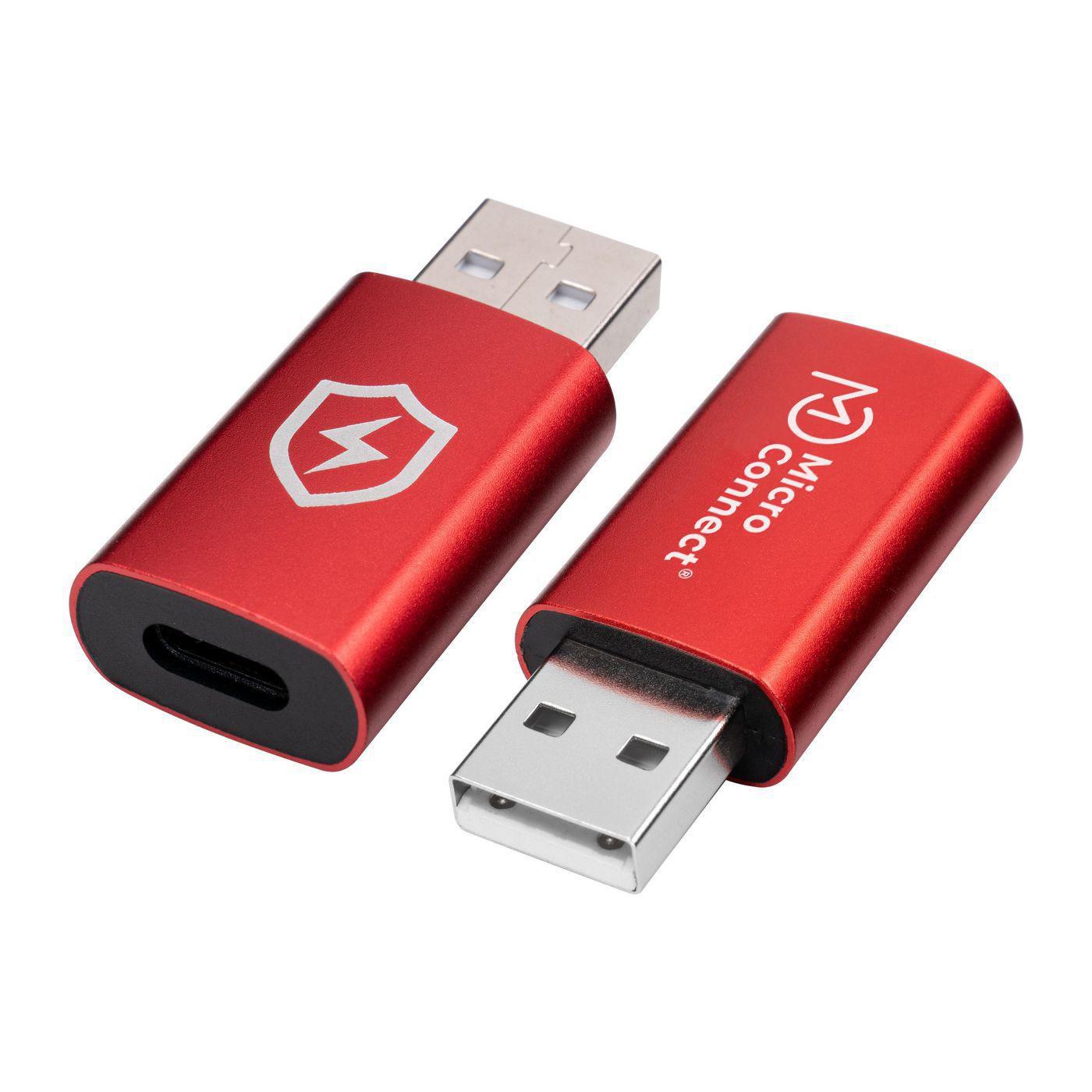 Microconnect MC-ACADAP-SC adattatore per inversione del genere dei cavi USB A USB C Rosso (Safe Charge USB-A to C Data - Blocke