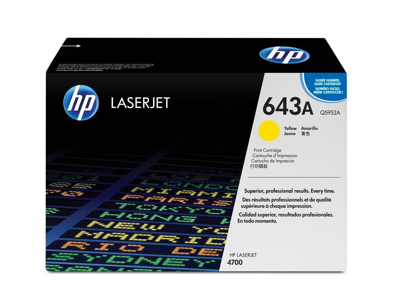 HP 643A cartuccia toner Originale Giallo (Toner Yellow Color 4700 - Pages 10000 - Warranty: 3M)