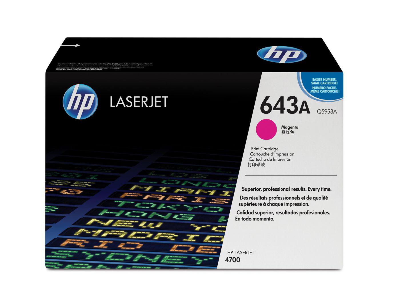 HP 643A cartuccia toner 1 pz Originale Magenta (Toner Magenta Color 4700 - Pages 10000 - Warranty: 3M)