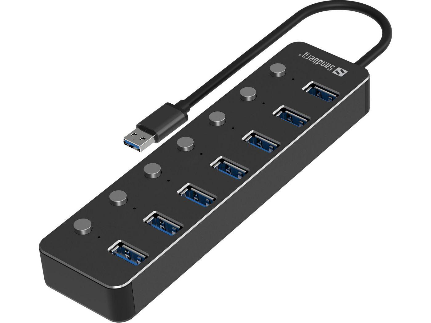 Sandberg 134-33 hub di interfaccia USB 3.2 Gen 1 [3.1 Gen 1] Type-A 5000 Mbit/s Nero (USB 3.0 Hub 7 Ports - USB 3.0 Hub 7 Ports