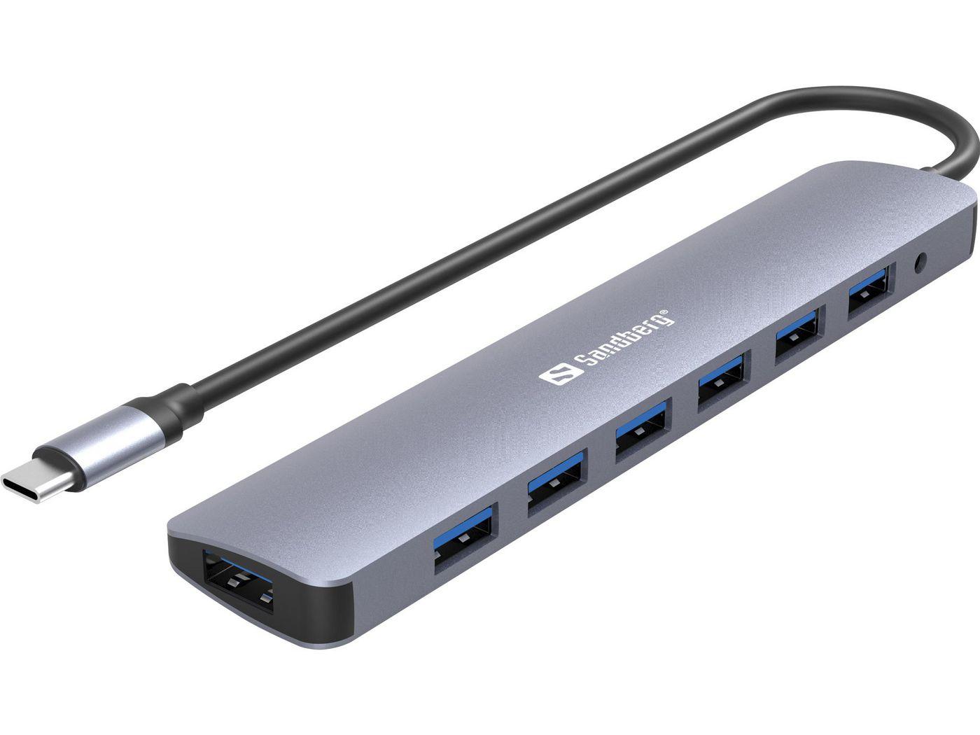 Sandberg 136-40 hub di interfaccia USB 3.2 Gen 1 [3.1 Gen 1] Type-C 5000 Mbit/s Grigio (Sandberg - hub - 7 porte)